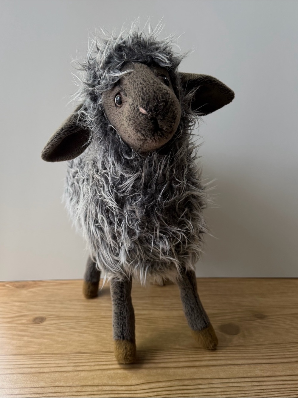 Hansa Black Grey Plush Sheep Stuffed Animal Life Like Posable